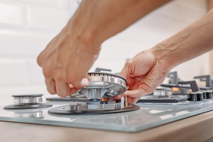 image of gas cooker rings burning